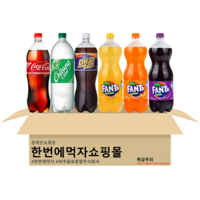 [한번에먹자] 대용량 탄산음료 6종 혼합 세트 코카콜라 칠성사이다 환타 오렌지 포도 파인애플 맥콜, 6개, 1.5L