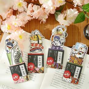 Mr.Paper 일본식 고양이 테마 책갈피 특별한 모양의 가방 책갈피 핸드북 자료 학생들이 읽는 특별한 모양의 책갈피 40 매 / 세트 다양한 스타일, 그리고 음식 숨겨진 부엌