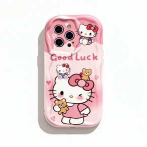 BuyChoo 키티 패턴 스마트폰 케이스 스트랩 포함