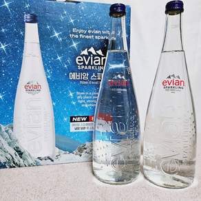 에비앙 탄산수 글라스 - 프랑스 천연탄산 고급 유리병 미네랄워터, 750ml, 6개