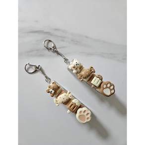 베어 스위치 키링 키캡키링 LED(선택) 청축, 크림(LED)베어