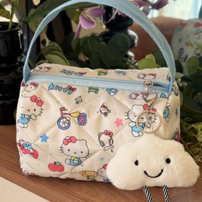 투니스 귀여운 고양이 프린팅 토트 화장품 파우치