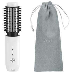 Leeko 모발 손상 없는 4단 온도조절 음이온 고데기/ 무선 미니 뿌리 볼륨 빗 고데기/ 물결 웨이브펌/ 여행 출장 외출 휴대용/ 모발보호 간편 고데기 블루, 화이트, K-102