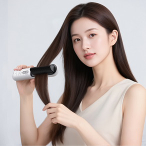 Unilix 프리미엄 무선 미니 헤어 매직기 휴대용 스타일러 빗 고데기, KW-H001, 화이트