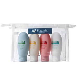 포고니아 히말라야모링가 4종 여행용 샴푸 +바디워시+ 트리트먼트+바디로션 + 전용파우치 각 50ml 영구사용 가능한 고급 용기, 1개