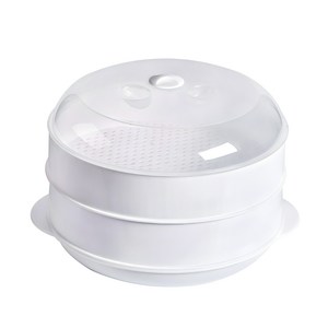 [한국식품과학연구원인증] 볼라비 전자레인지 찜기 스팀 찜냄비 전자렌지 용기 2단 대형 만두찜기 다용도 계란찜기 간편요리 간편식 요리 음식, 1세트