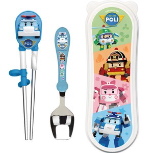 에디슨 아동용 폴리 이지 스텐 수저 케이스 세트, 혼합색상, 젓가락 + 스푼 + 케이스, 1세트