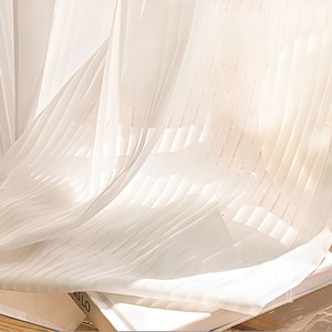 마켓감성 쉬폰 화이트 스트라이프 시어커튼