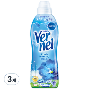 버넬 고농축 섬유유연제 프레쉬 모닝 본품, 900ml, 3개