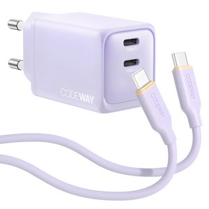 코드웨이 48W 초 고속 충전기 + 100W C to C 타입 초고속 충전 케이블 2M, 라벤더 퍼플, 1세트