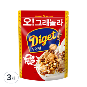 마켓오네이처 오 그래놀라 다이제 시리얼, 300g, 3개