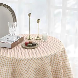 코멧 홈 방수 식탁보 2인용, 체크베이지, 150x90cm