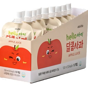 아올다 hello 아이 달콤사과 주스, 100ml, 10개, 사과맛