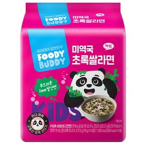 푸디버디 유아용 미역국 초록쌀라면 봉지 4p, 312g, 1개