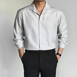 로니제이 남자 오버핏 폴리 스판 구김적은 오픈카라셔츠