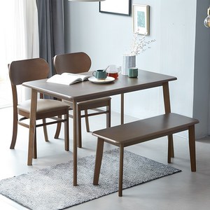 베스트리빙 캔버라모카 버터 4인용 원목 식탁세트/테이블세트/의자2개+원목벤치의자1개, 모카브라운