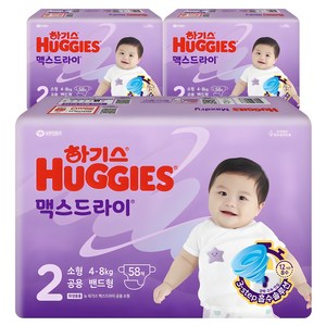 하기스 2024 맥스드라이 밴드형 기저귀 남여공용 소형 4~8kg, 2단계, 174매