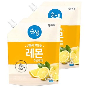 순샘 레몬 주방세제 리필, 1.2L, 2개