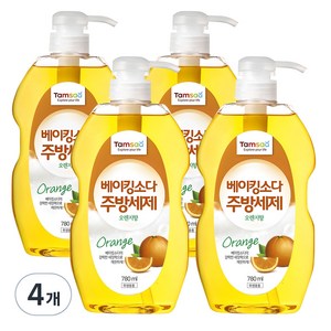 탐사 베이킹소다 주방세제 오렌지향, 780ml, 4개