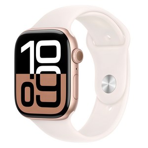 Apple 애플워치 10 GPS, 46mm, 로즈 골드 / 라이트 블러시 스포츠 밴드, S/M