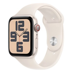 Apple 정품 2024 애플워치 SE 2세대 알루미늄 케이스, 44mm, Cellula, 스타라이트 / 스타라이트 스포츠 밴드, S/M