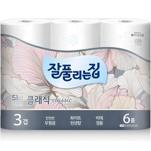 잘풀리는집 3겹 클래식 고급롤화장지, 25m, 6개입, 1개