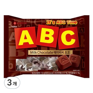 롯데웰푸드 ABC 초콜릿, 187g, 3개