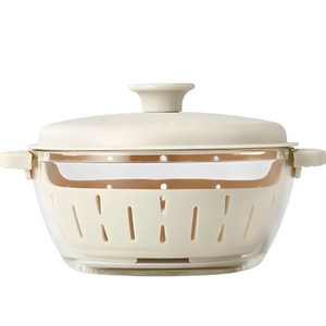 모던하우스 전자레인지용 다용도 유리찜기와 실리콘 받침 1.5L, 투명 + 웜그레이, 1세트