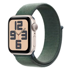 Apple 정품 2024 애플워치 SE 2세대 알루미늄 케이스, 40mm, GPS, 스타라이트 / 레이크 그린 스포츠 루프, Loop