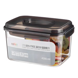 코멧 국내생산 BPA FREE 클리어 밀폐용기 핸들타입 4300ml, 1개, 단품