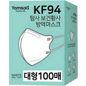 탐사 KF94 마스크 새부리형 2단접이 대형 (레귤러핏), 10개입, 10개, 화이트