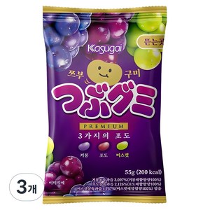 카수가이 쯔부구미 3가지의 포도 젤리, 3개, 55g