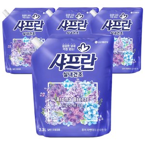 샤프란 실내건조 섬유유연제 아로마 브리즈 리필, 2.3L, 4개