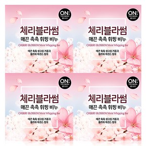 온더바디 플라워 휘핑 비누 체리블러썸, 90g, 4개