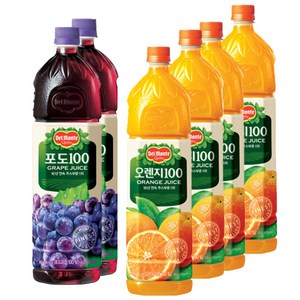 델몬트 오렌지 100 오리지널 주스 + 포도 100 오리지널 주스, 델몬트 오리지널 오렌지 1.5L 4p + 포도 1.5L 2p, 1세트