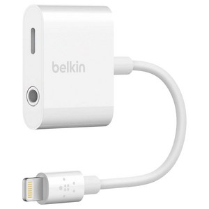 벨킨 3.5mm 오디오 케이블 + 라이트닝 듀얼 충전 락스타 어댑터 화이트 F8J212bt, 1개