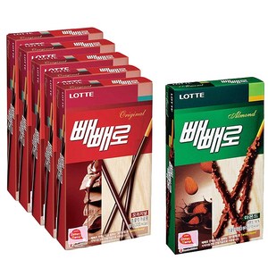 롯데제과 빼빼로 WOW팩, 빼빼로 5p + 아몬드 빼빼로 1p, 1세트