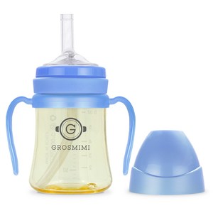 그로미미 PPSU 빨대컵 200ml, 스카이블루, 1개