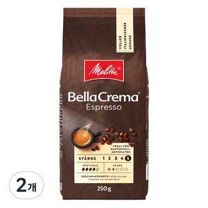 밀리타 벨라크레마 에스프레소 로스팅 홀빈, 250g, 2개, 홀빈(분쇄안함)