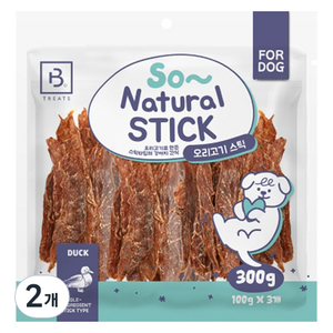 브리더랩 쏘내추럴 스틱 강아지 건조간식, 오리고기, 300g, 2개