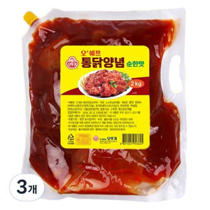 오뚜기 오쉐프 통닭양념 순한맛, 2kg, 3개