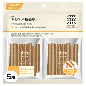 무마진 강아지 더건강한 스틱육포, 400g, 5개, 혼합맛(연어/황태)