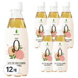 넛츠그린 제로스파클링 복숭아블랙티, 350ml, 12개