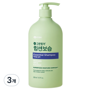 그린핑거 유아용 힘센보습 에센셜 샴푸, 500ml, 3개