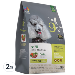 펫9단 전연령견용 푸들 기능성 사료, 오리, 1.8kg, 2개