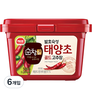 순창궁 태양초 골드 고추장, 500g, 6개