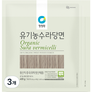 청정원 유기농 수라당면, 400g, 3개