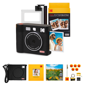 코닥 미니샷 4 ERA 폴라로이드 카메라 + 카트리지 + 액세서리 8종 번들 세트 블랙 MS400, B(블랙), 1세트