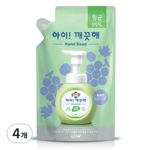 아이깨끗해 향균 폼 핸드솝 리필형 청포도향, 200ml, 4개