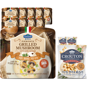 폰타나 그릴드 머쉬룸 크림수프 180g 10개 + 크루통 10g 3p, 1세트